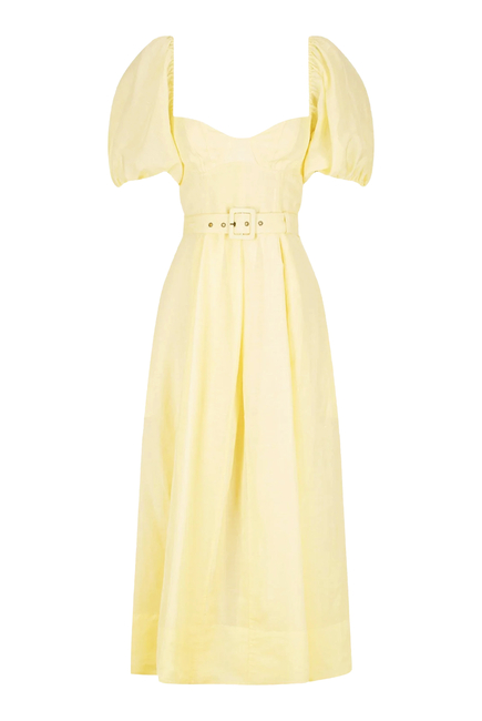 Limon Puff Sleeve Bustier Midi Dress